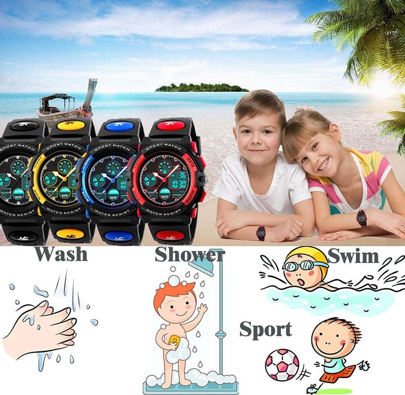 PASNEW Kids Watch,LED 50M Waterproof Alarm Calendar Outdoors Watch,Sports Waterproof Watch for Boys,Watches with Luminous Dials - Image 3